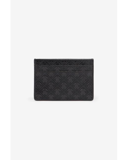 Roberto Cavalli Black Card Holder With All-Over Mirror Snake Monogram for men