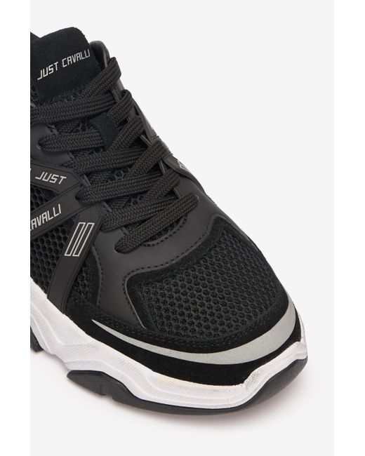 Sneakers Con Inserti Logati di Roberto Cavalli in Black da Uomo