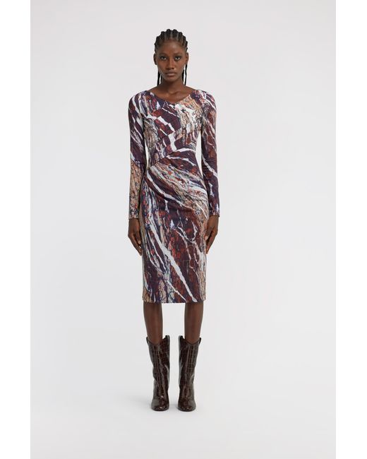 Roberto Cavalli White Marble Print Dress
