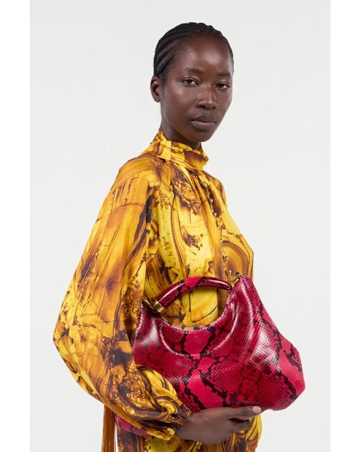 Roberto Cavalli Multicolor Python-Print Hobo Bag