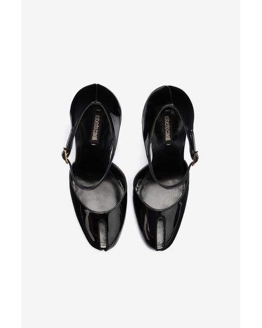 Roberto Cavalli Black Patent Leather Pumps With Fang Heel