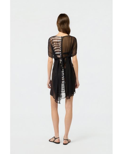 Roberto Cavalli Black Zebra Print Kaftan