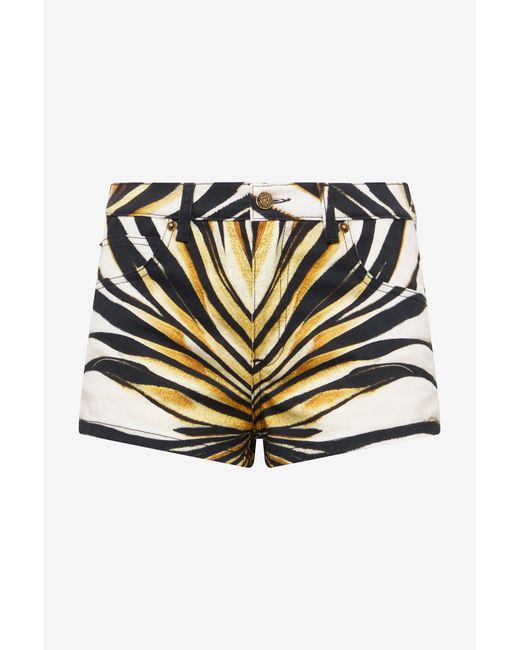 Roberto Cavalli Multicolor Ray Of Print Denim Shorts