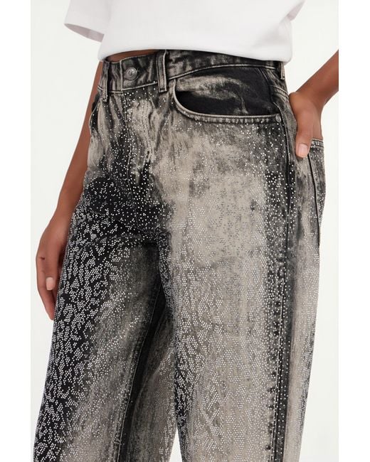 Roberto Cavalli Gray Jeans With Faded Effect And Rhinestones