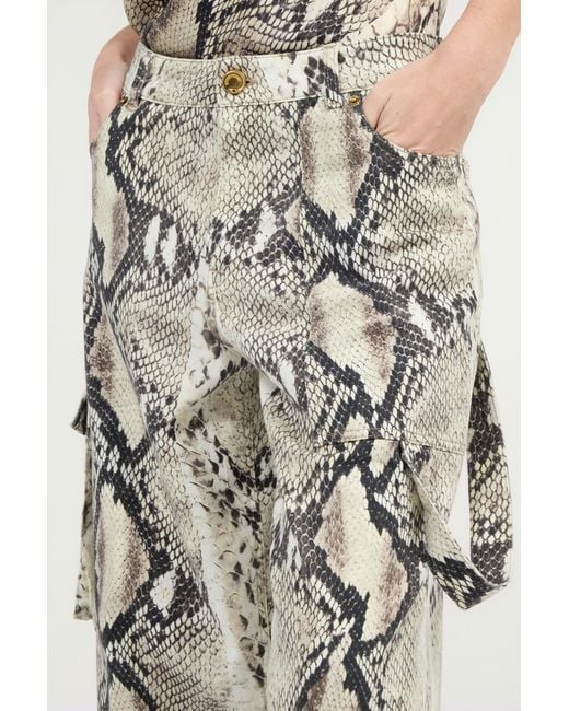 Roberto Cavalli Multicolor Rock Cargo Jeans With Python Print