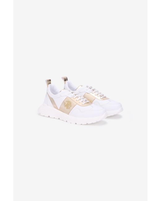 Running Shoes Blancas Con Monogram Rc Dorado Roberto Cavalli de color Multicolor