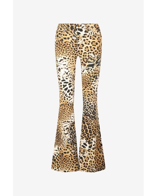 Pantalon À Imprimé Jaguar Skin Roberto Cavalli en coloris Metallic