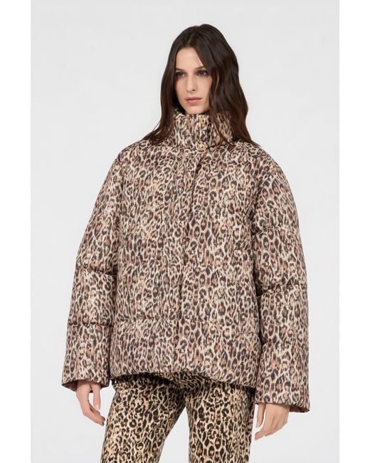 Roberto Cavalli Brown Reversible Leopard Print Puffer Jacket
