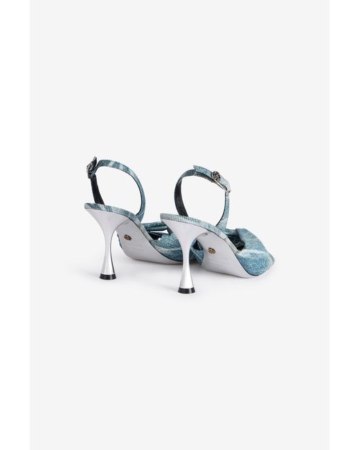 Roberto Cavalli Blue Denim-Effect Slingback Sandals