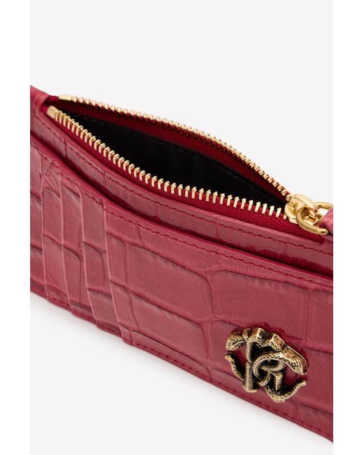 Roberto Cavalli Red Crocodile-Effect Coin Purse