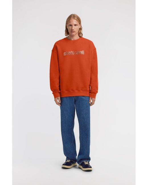 Roberto Cavalli Orange Logo Sweatshirt for men