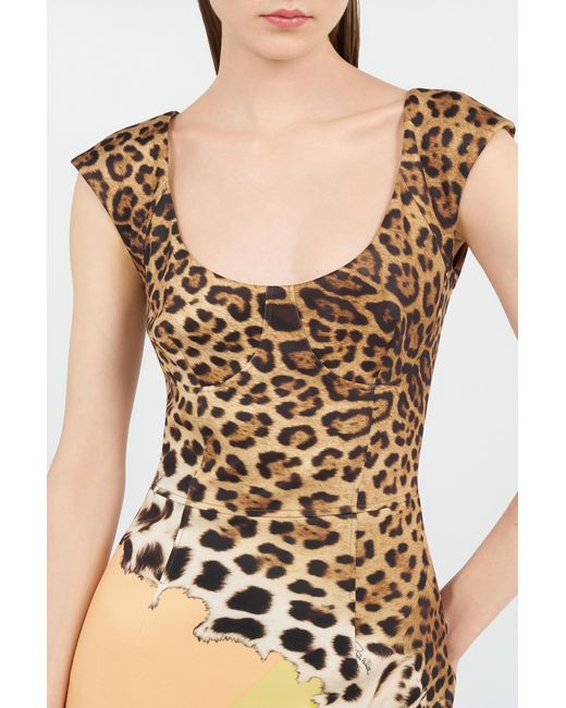 Roberto Cavalli Yellow Mini Dress With Cavalli Pop Print