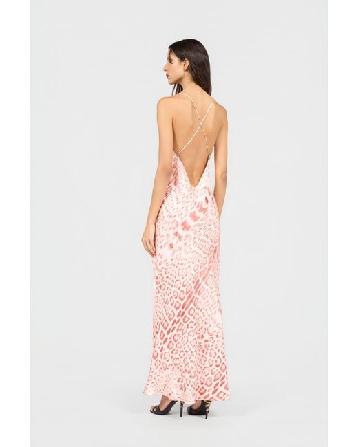 Roberto Cavalli Pink Jaguar Print Slip Dress