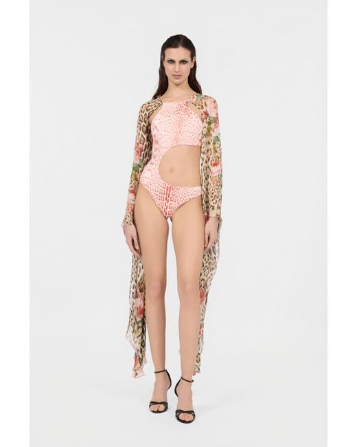 Roberto Cavalli Multicolor Jaguar Print One-Piece Swimsuit