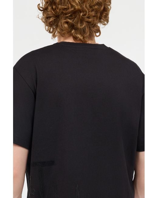 Roberto Cavalli Black T-Shirt With Logo On The Side for men