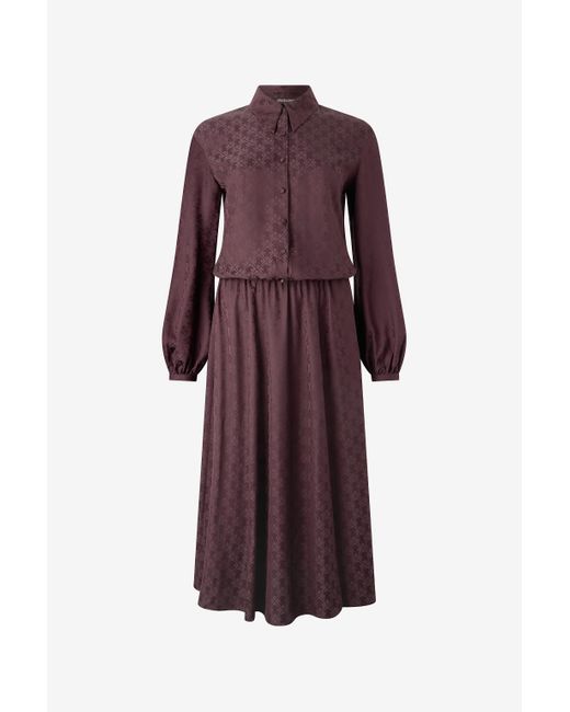 Roberto Cavalli Purple Shirt Dress With Mirror Snake Monogram
