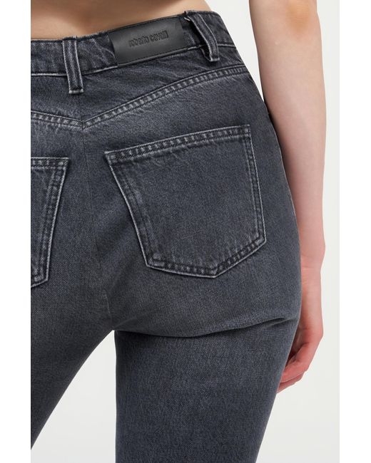 Roberto Cavalli Blue Flared Jeans With Snake Embroidery