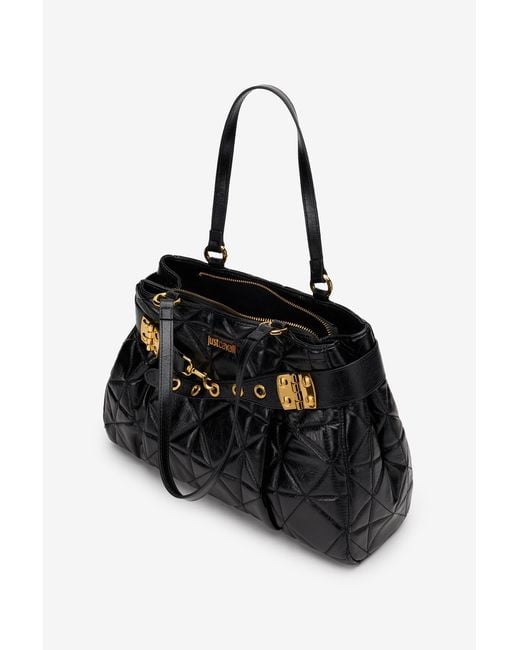 Roberto Cavalli Black Quilted Shoulder Bag