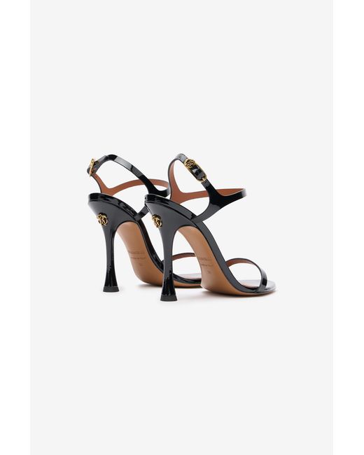 Roberto Cavalli Multicolor Patent Leather Sandal With Rc Monogram