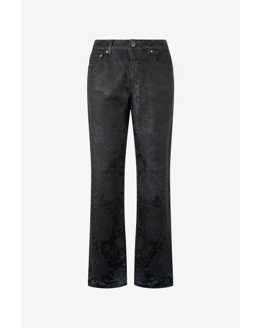 Roberto Cavalli Black Jeans With Floral Pattern And Discoloration for men