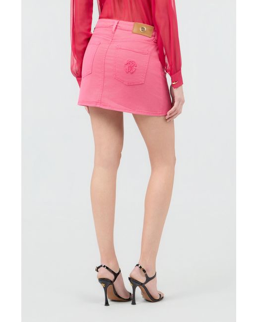 Roberto Cavalli Pink Denim Mini Skirt