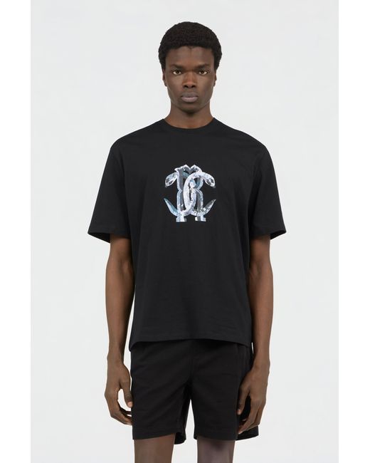 Roberto Cavalli Black T-Shirt With Logo for men