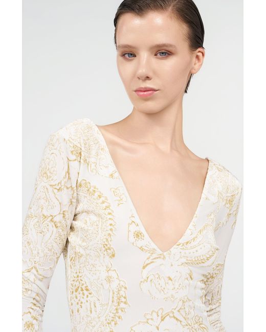 Roberto Cavalli White Ornamental Print Top
