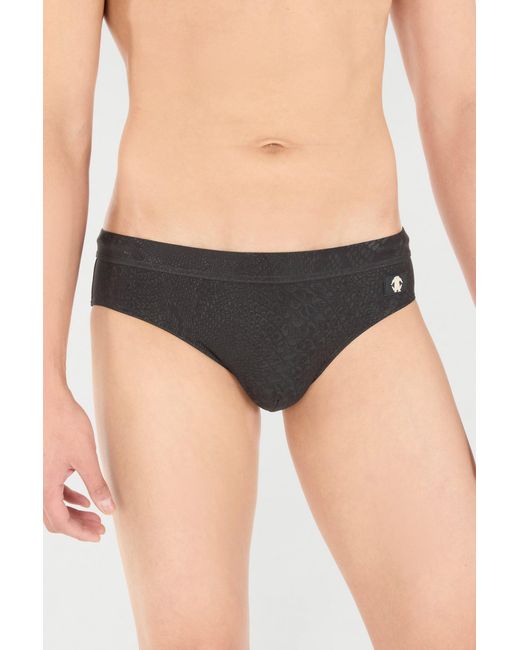 Roberto Cavalli Black Printed Swim Briefs for men