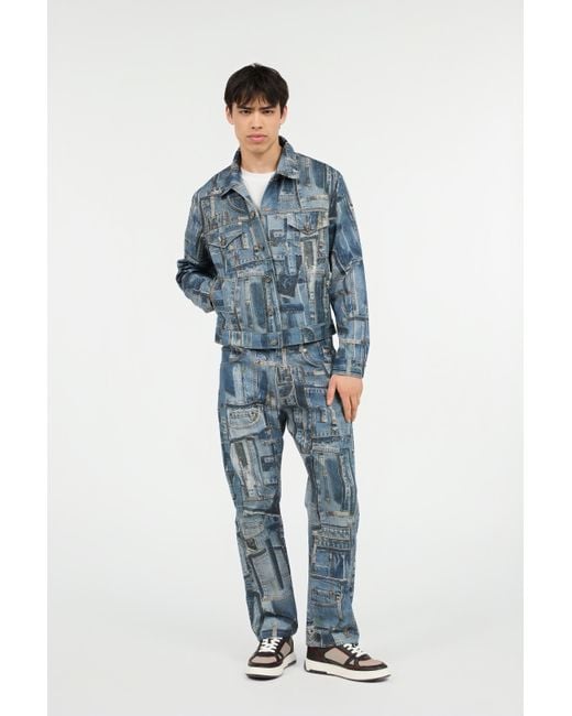 Roberto Cavalli Blue Capsule Collection Patchwork Denim Jacket for men