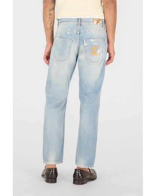 Roberto Cavalli Blue Light Wash Jeans With Monogram Rc for men