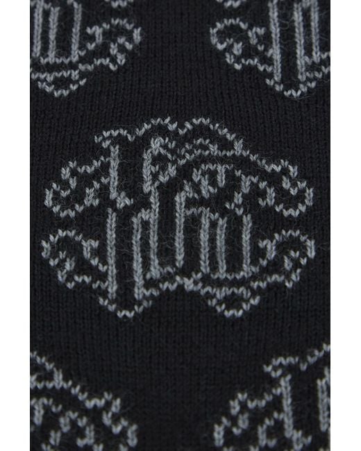 Roberto Cavalli Black Wool Scarf With Monogram Rc