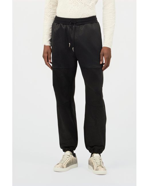 Roberto Cavalli Black Sports Pants With Python Print for men