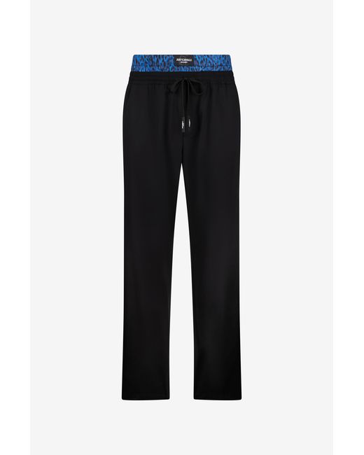 Roberto Cavalli Black Trousers With Printed Waistband for men