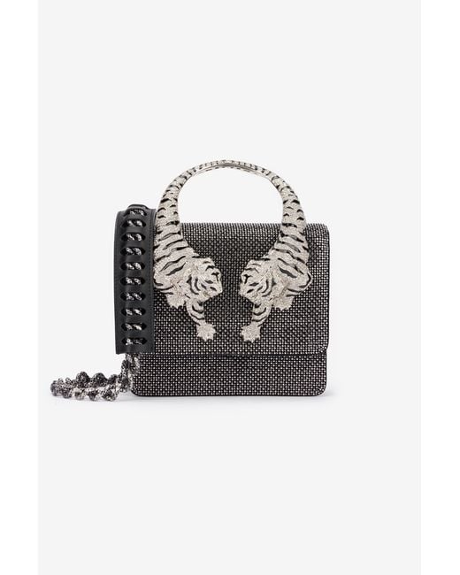 Roberto Cavalli Black Roar Bag With Rhinestones