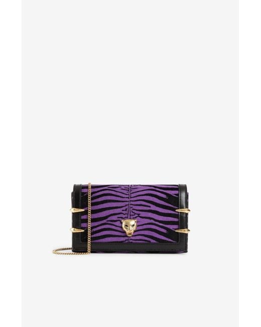 Roberto Cavalli Purple Zebra-print Shoulder Bag