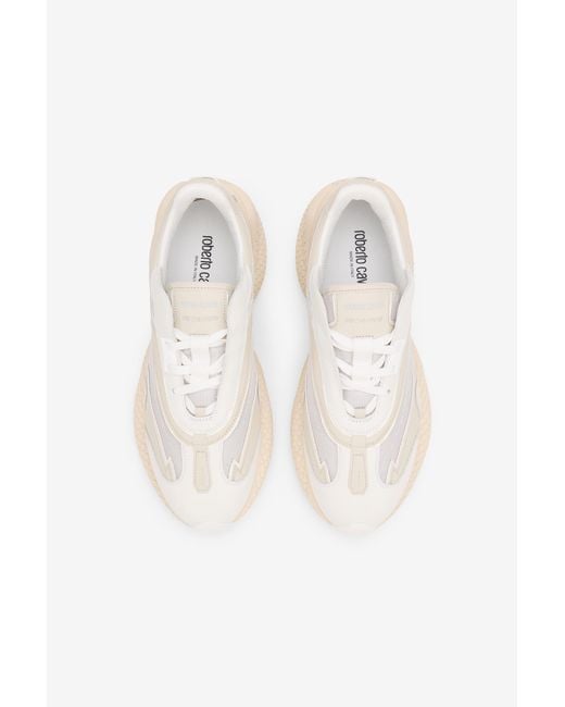 Roberto Cavalli White Leather Chunky Sneakers for men