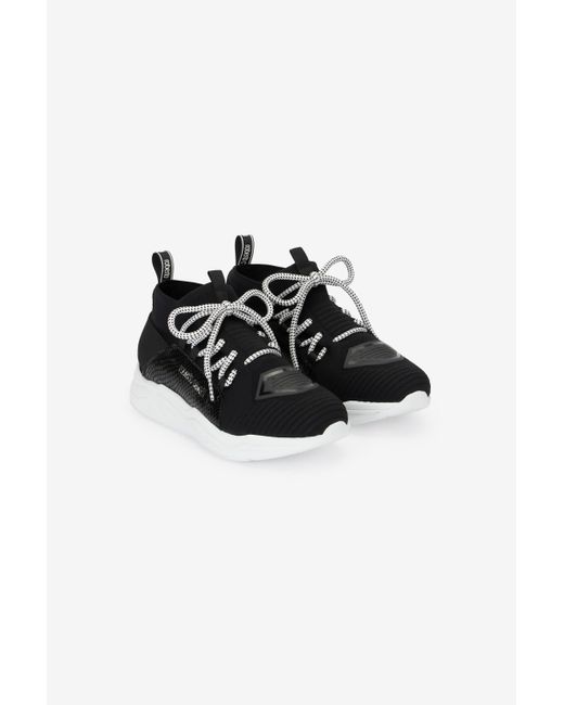 Roberto Cavalli Black Sneakers With Snake-Effect Inserts