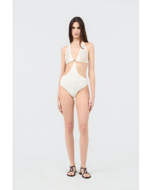 Roberto Cavalli White One-Piece With Luminous Jaguar Motif
