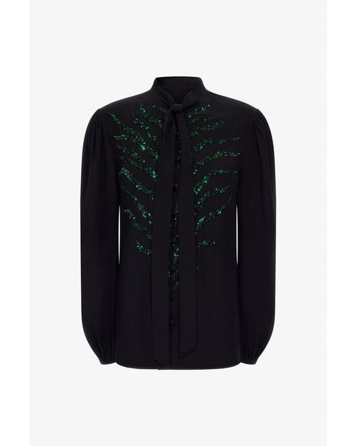 Roberto Cavalli Black Embellished Blouse