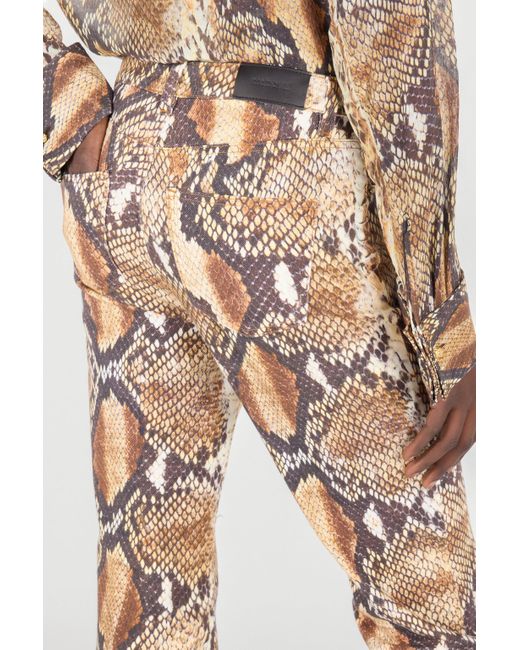 Roberto Cavalli White Python Print Denim