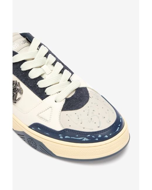 Roberto Cavalli Multicolor Sneakers With Inserts And Mirror Snake Monogram for men