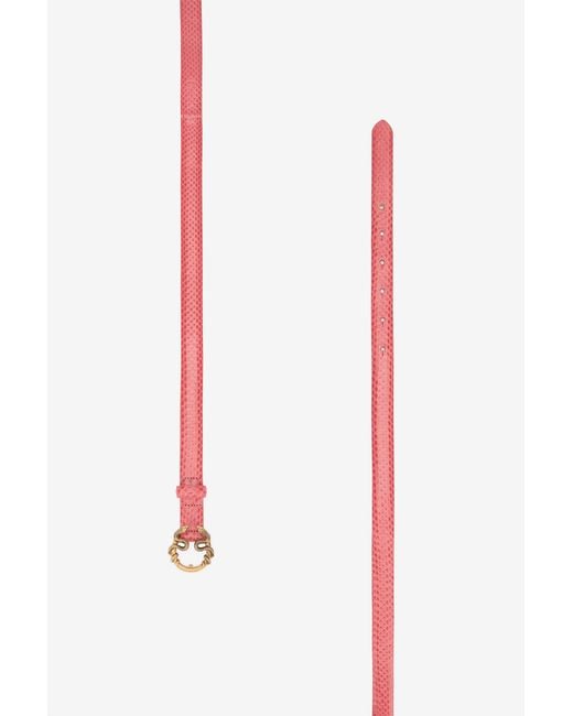 Roberto Cavalli Pink Leather Belt With Snake Buckle