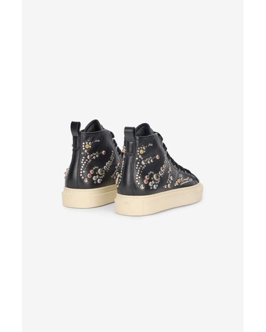 Roberto Cavalli Black High-Top Sneakers With Studs And Stones for men