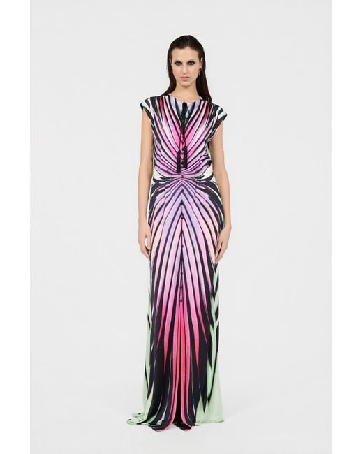 Roberto Cavalli White Ray Of Paradise Print Maxi Dress
