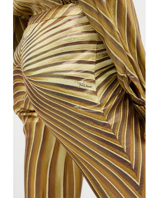 Roberto Cavalli Natural Flared Trousers With Iside Print
