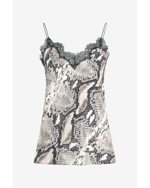 Top De Seda Con Estampado Python Roberto Cavalli de color White