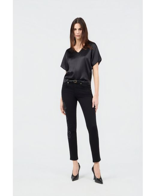 Roberto Cavalli Black Silk Top With Cut-Outs