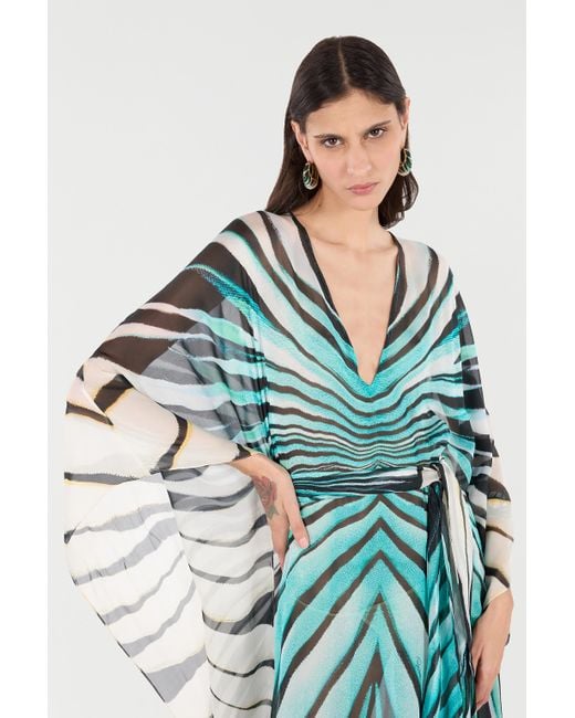 Roberto Cavalli Green Ray Of Sea Print Kaftan
