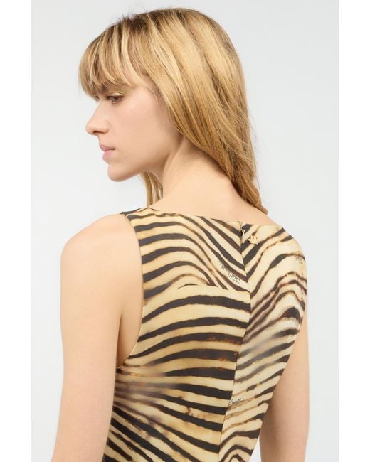 Roberto Cavalli Metallic Mini Dress With Tiger Skin Print