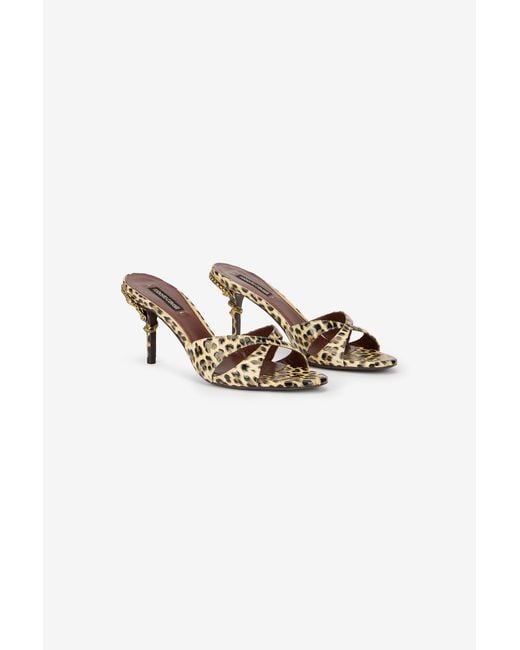 Roberto Cavalli Multicolor Leather Sandals With Leopard Print